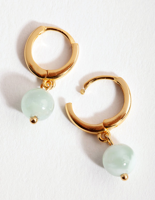 Gold Bead Huggie Earrings