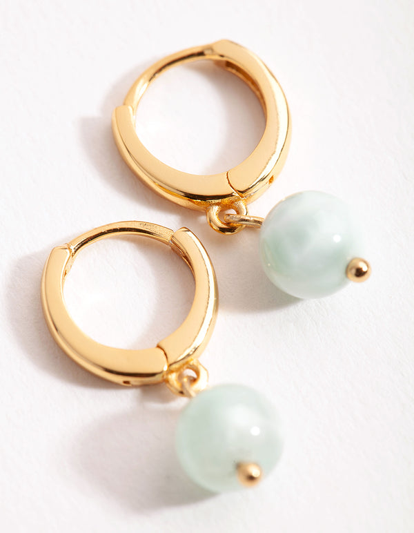 Gold Bead Huggie Earrings
