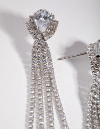 Silver Cubic Zirconia Cupchain Fringe Drop Earrings - link has visual effect only