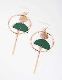 Green Circle & Mobile Drop Earrings - link has visual effect only
