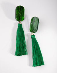 Gold Acrylic Tassel Drop Earrings - link has visual effect only