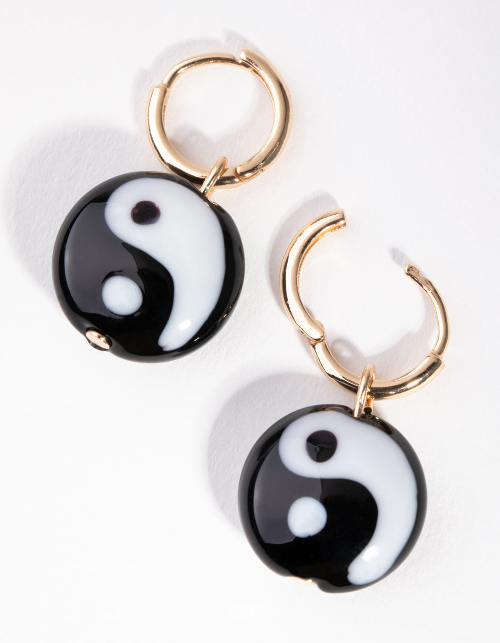 Gold Resin Yin & Yang Hoop Earrings