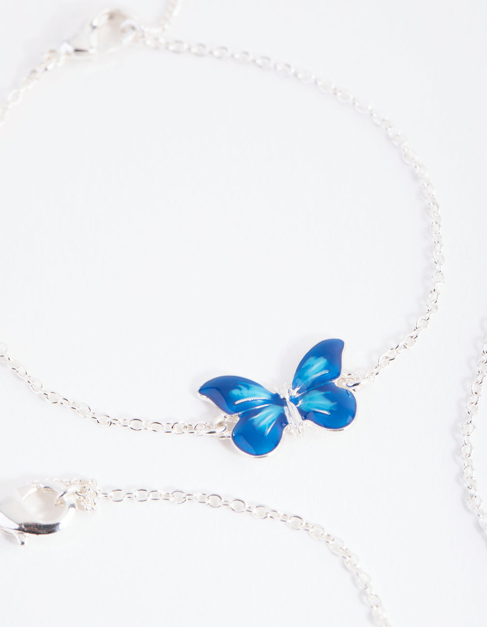 Silver Butterfly Bracelet & Anklet 4-Pack Set