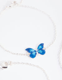 Silver Butterfly Bracelet & Anklet 4-Pack Set - link has visual effect only