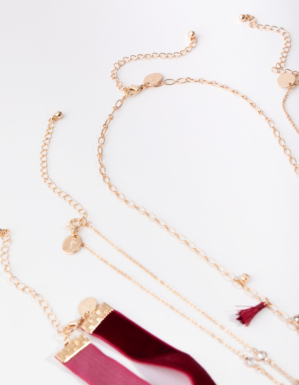 Red Gold Celestial 4-Row Necklace