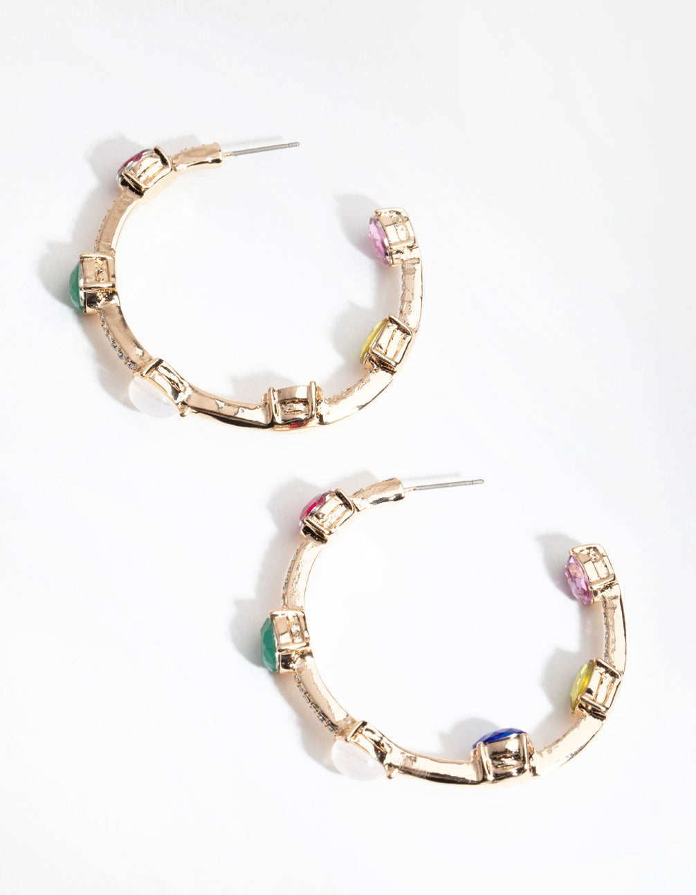 Gold Coiled Station Set Hoop Earrings