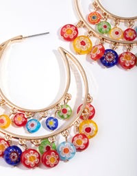 Gold Double Loop Printed Bead Earrings - link has visual effect only