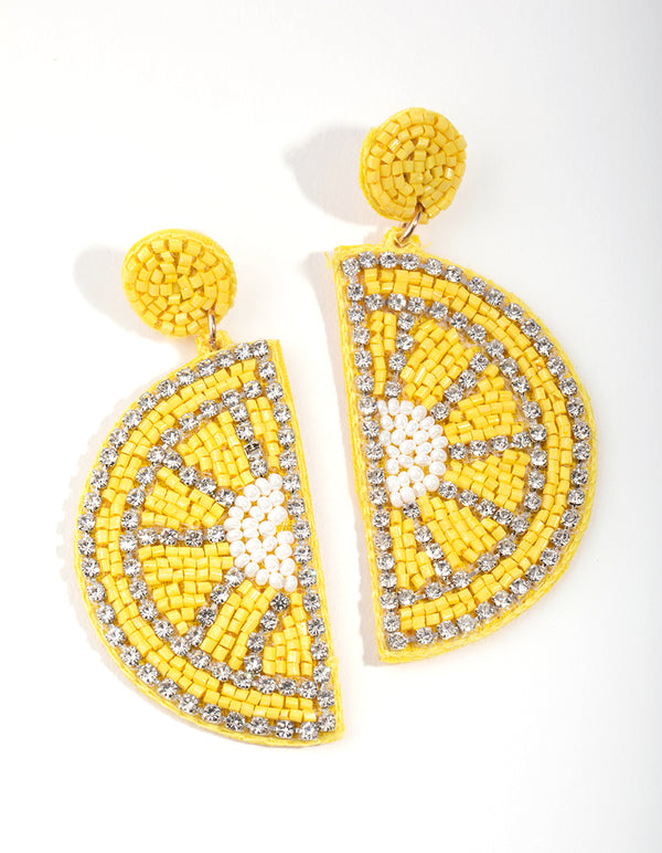 Sunshine Bright Statement Lemon Slice Earrings