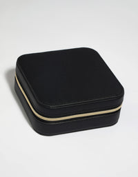 Black Faux Leather Compact Square Jewellery Box - link has visual effect only