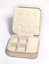 Blush Faux Leather Compact Square Jewellery Box - link has visual effect only