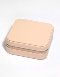 Blush Faux Leather Compact Square Jewellery Box - link has visual effect only