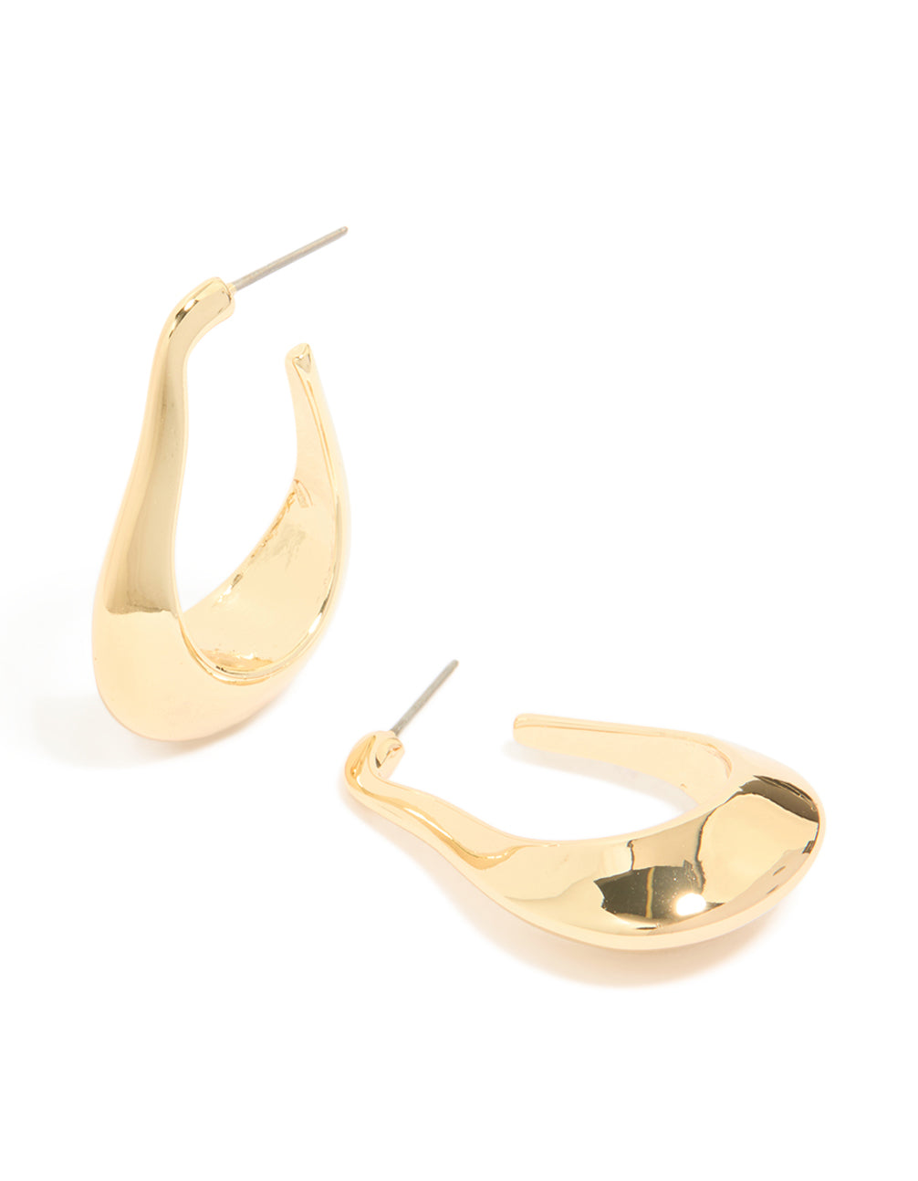 Gold Plated Rectangle Wide Hoop Earrings
