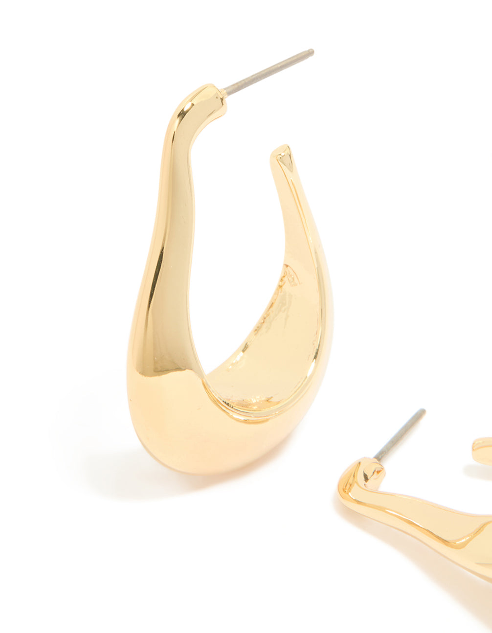 Gold Plated Rectangle Wide Hoop Earrings
