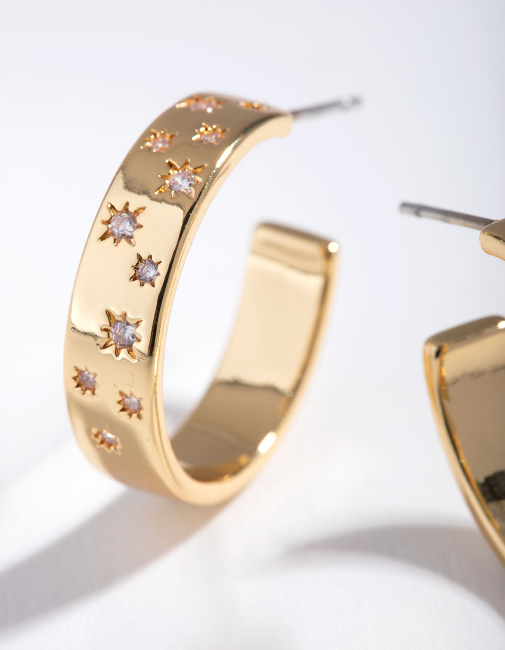Gold Plated Diamante Star Hoop Earrings - Lovisa