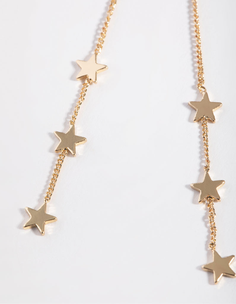 Gold Plated Three Stars Thread Through Earrings - Lovisa
