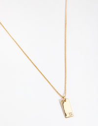 Gold Plated Rectangle Tag Necklace - link has visual effect only