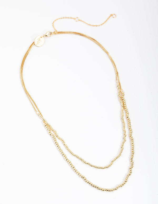 Gold Plated Double Bead Necklace