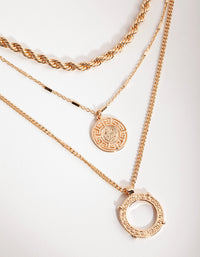 Gold Greek Key Disc Layered Necklace - link has visual effect only