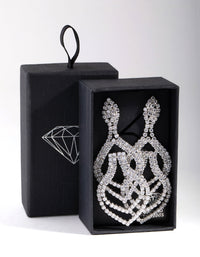 Silver Diamond Simulant Pear Shape Drop Earrings - link has visual effect only