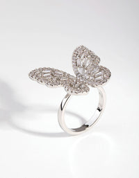 Silver Diamond Simulant Butterfly Ring - link has visual effect only