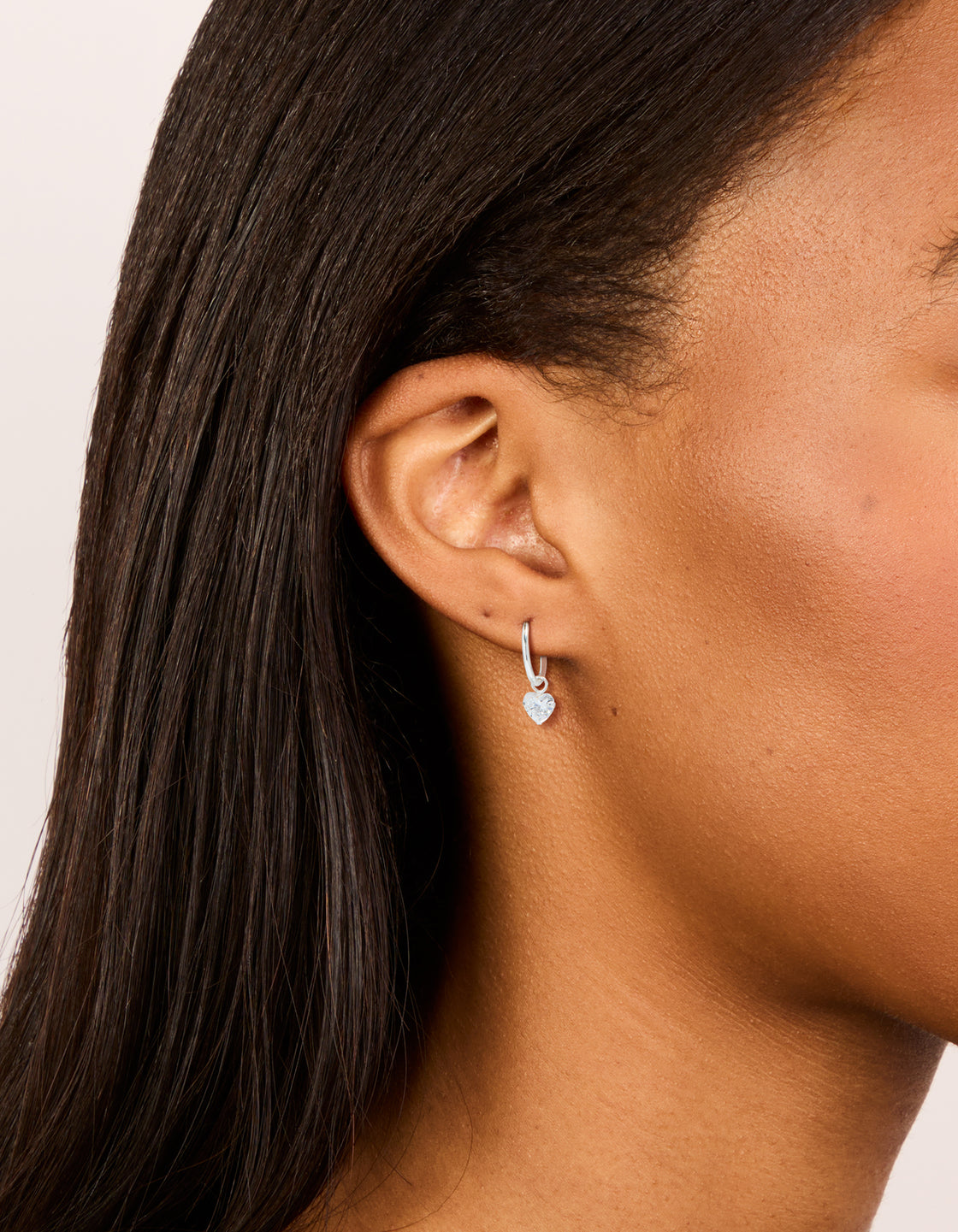 Sterling Silver Cubic Zirconia Heart Hoop Earrings