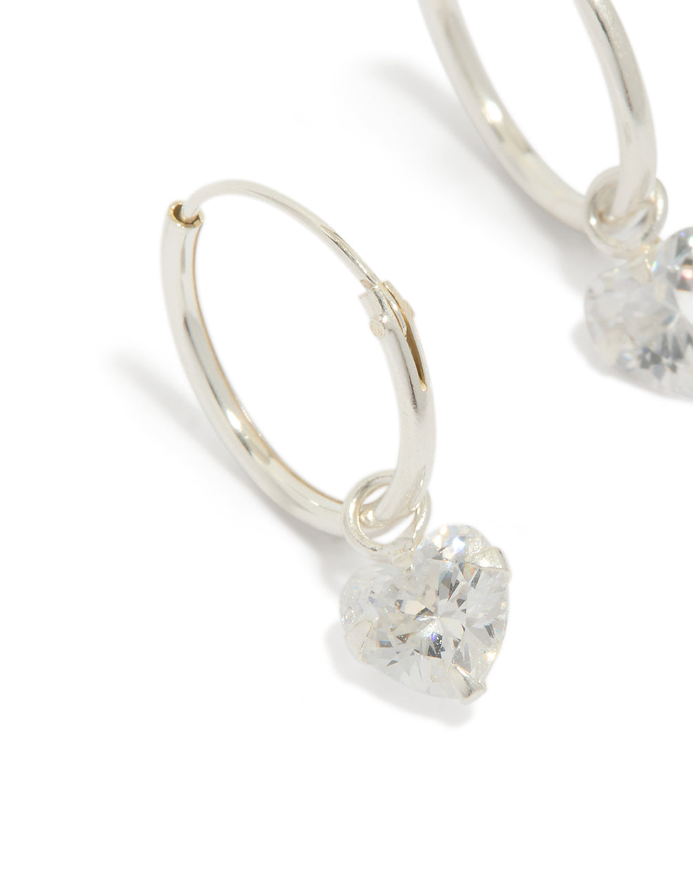 Sterling Silver Cubic Zirconia Heart Hoop Earrings