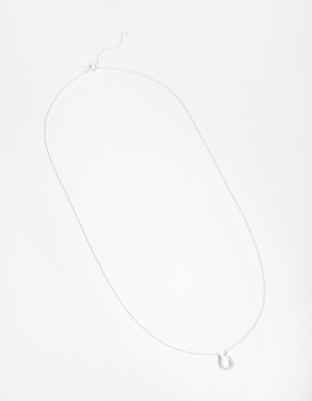 Sterling Silver Mini Pave Horseshoe Necklace