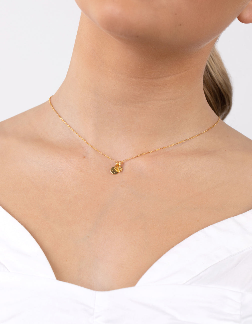 Gold Plated Sterling Silver Celestial Charm Necklace