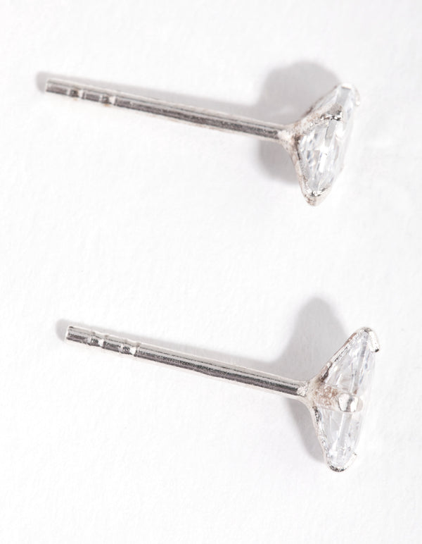 Sterling Silver  0.5ct Cubic Zirconia Oval Stud Earrings