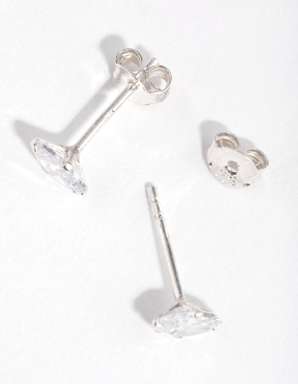 Sterling Silver  0.5ct Cubic Zirconia Oval Stud Earrings
