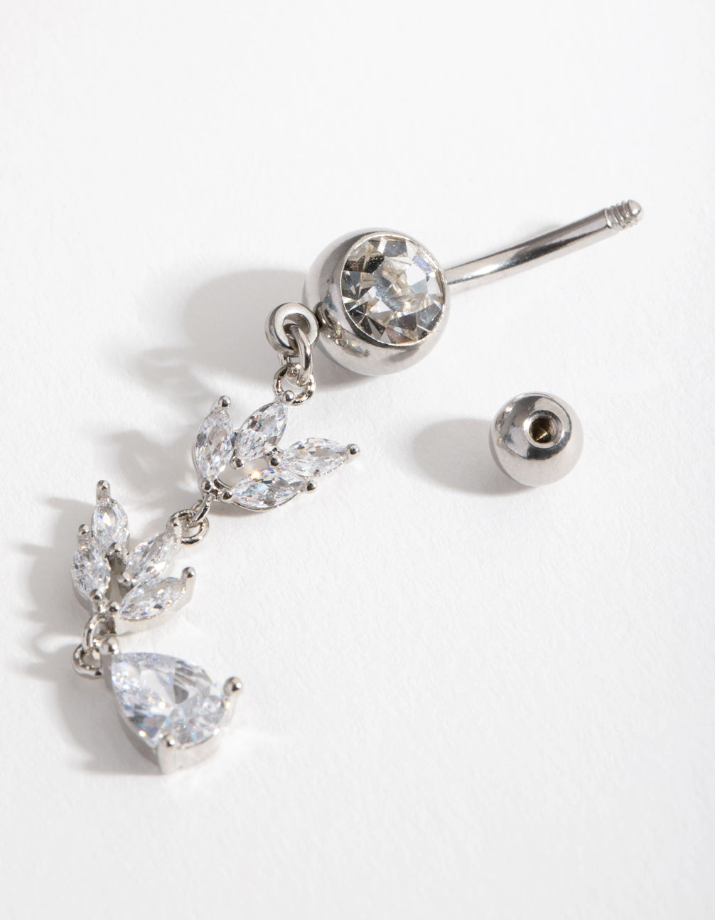 Surgical Steel Cubic Zirconia Marquise Drop Belly Ring