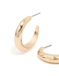 Gold Rounded Hollow Huggie Earrings - link has visual effect only