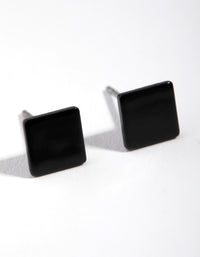 Matte Black Square Stud Earrings - link has visual effect only