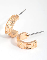 Gold Greek Key Huggie Hoop Earrings - link has visual effect only