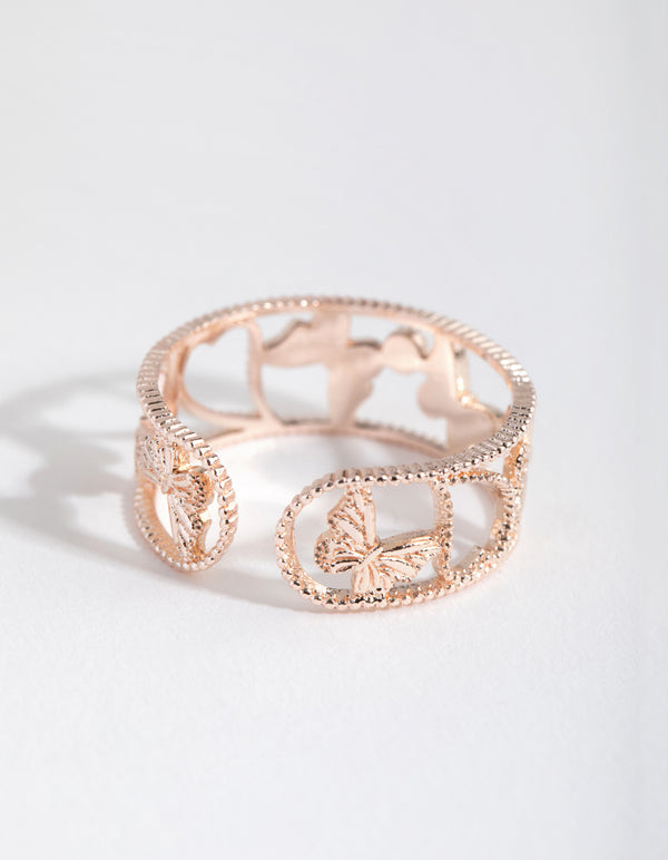 Rose Gold Multi Butterfly Ring