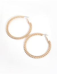 Gold Flat Rope Hoop Earrings - link has visual effect only