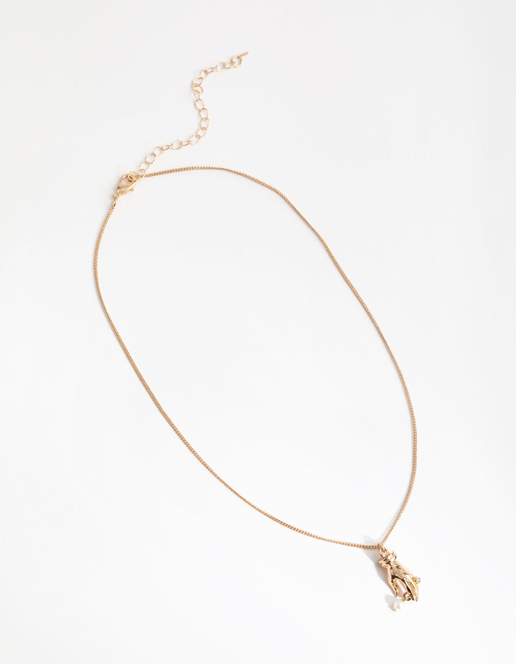 Gold Faux Pearl Hand Necklace
