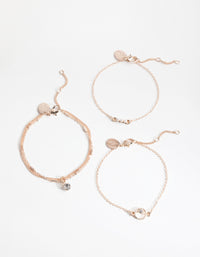 Rose Gold Diamante & Faux Pearl 4-Pack Bracelet - link has visual effect only