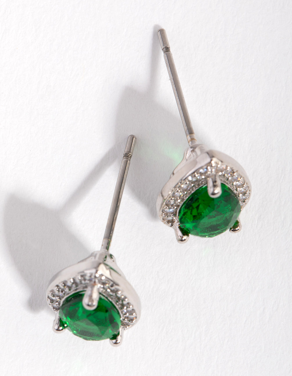 Cubic Zirconia Silver Pear Halo Stud Earrings