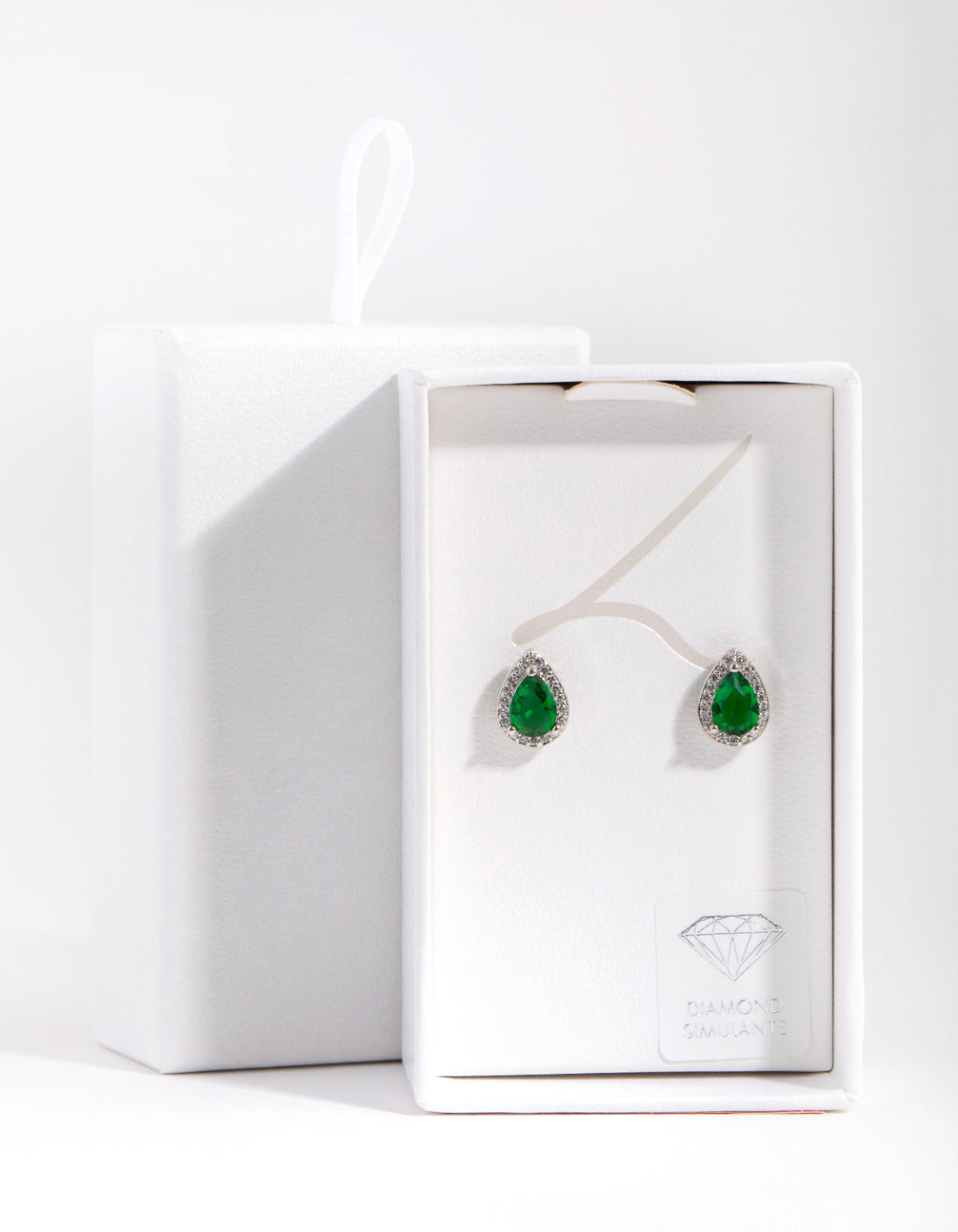 Cubic Zirconia Silver Pear Halo Stud Earrings