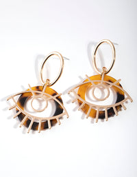 Gold Eye Acrylic Disc Drop Earrings - link has visual effect only