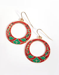 Gold Open Circle Bird Drop Earrings - link has visual effect only