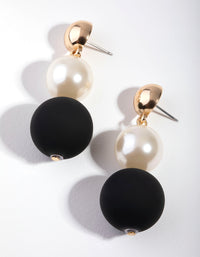 Gold Triple Ball Drop Earrings - link has visual effect only