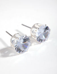 Silver Circle Stone Claw Stud Earrings - link has visual effect only