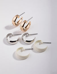 Mixed Metal Hollow Pack Hoop Earring - link has visual effect only
