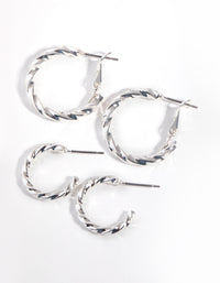 Silver Twist Pack Hoop Earring - link has visual effect only