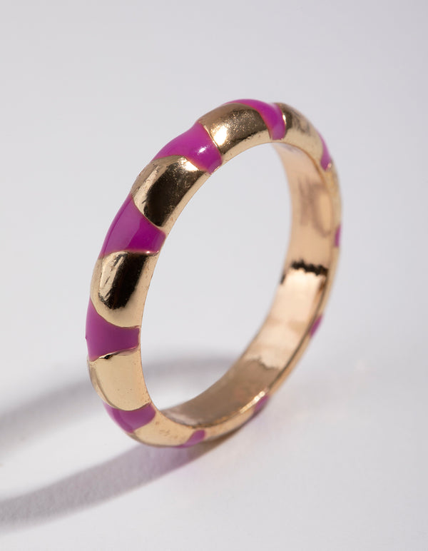 Gold Enamel Thin Band Ring