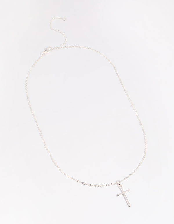 Silver Plated 45cm Cross Necklace