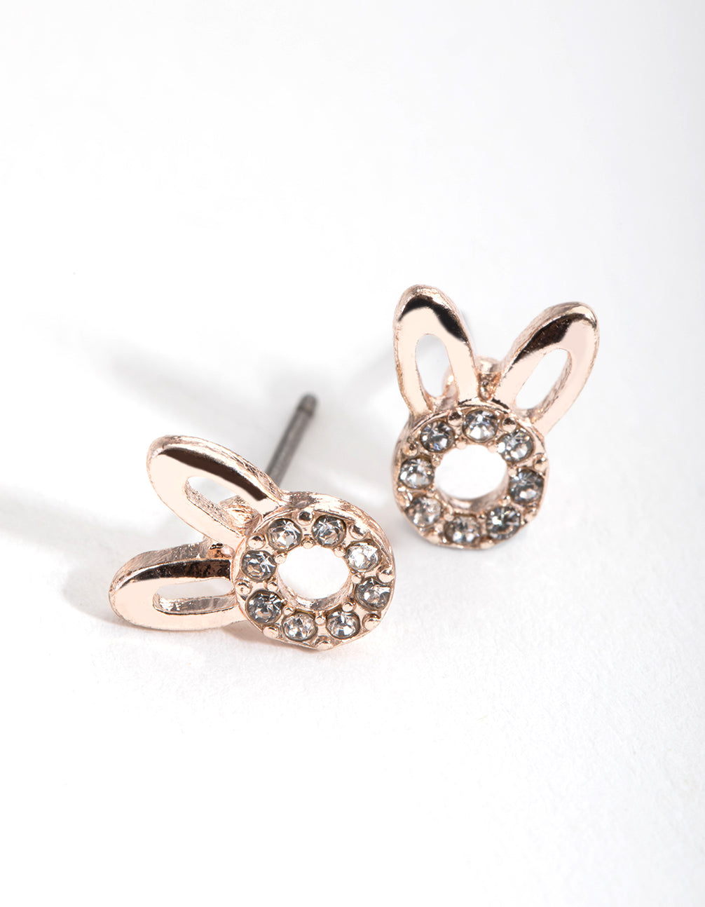 Kids Rose Gold Diamante Bunny Necklace & Earrings