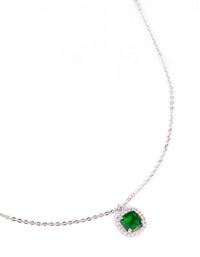 Silver Cubic Zirconia Cushion Cut Surrounded Necklace - link has visual effect only